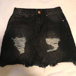 Black mini jean skirt